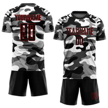 Загрузить изображение в средство просмотра галереи, Custom Camo Black-Red Sublimation Salute To Service Soccer Uniform Jersey