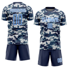 Load image into Gallery viewer, Custom Camo Light Blue-Royal Sublimation Salute To Service Soccer Uniform Jersey
