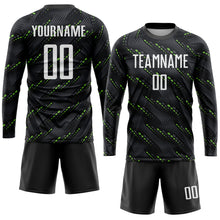 Laden Sie das Bild in den Galerie-Viewer, Custom Black White-Kelly Green Sublimation Soccer Uniform Jersey