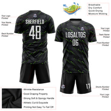 Laden Sie das Bild in den Galerie-Viewer, Custom Black White-Kelly Green Sublimation Soccer Uniform Jersey