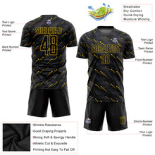 Laden Sie das Bild in den Galerie-Viewer, Custom Black Black-Gold Sublimation Soccer Uniform Jersey
