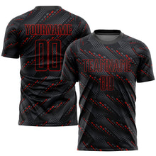 Load image into Gallery viewer, Custom Black Red Sublimation Soccer Uniform Jersey