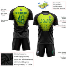 Laden Sie das Bild in den Galerie-Viewer, Custom Black Kelly Green Sublimation Soccer Uniform Jersey