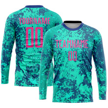 Load image into Gallery viewer, Custom Teal Pink-Royal Sublimation Soccer Uniform Jersey