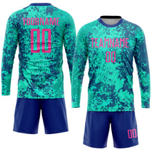 Load image into Gallery viewer, Custom Teal Pink-Royal Sublimation Soccer Uniform Jersey