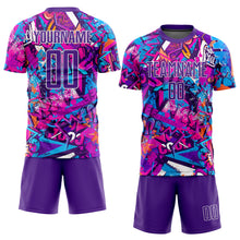 Laden Sie das Bild in den Galerie-Viewer, Custom Graffiti Pattern Purple-White Sublimation Soccer Uniform Jersey