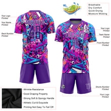 Laden Sie das Bild in den Galerie-Viewer, Custom Graffiti Pattern Purple-White Sublimation Soccer Uniform Jersey