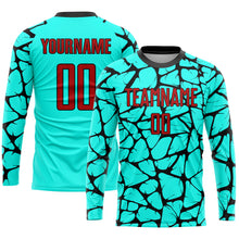 Load image into Gallery viewer, Custom Aqua Red-Black Sublimation Soccer Uniform Jersey
