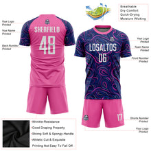 Laden Sie das Bild in den Galerie-Viewer, Custom Navy White-Pink Sublimation Soccer Uniform Jersey