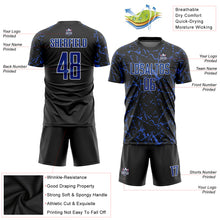Laden Sie das Bild in den Galerie-Viewer, Custom Black Royal-White Sublimation Soccer Uniform Jersey
