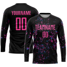 Загрузить изображение в средство просмотра галереи, Custom Black Pink-Light Blue Sublimation Soccer Uniform Jersey