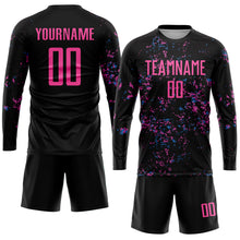 Загрузить изображение в средство просмотра галереи, Custom Black Pink-Light Blue Sublimation Soccer Uniform Jersey