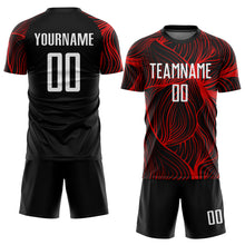 Laden Sie das Bild in den Galerie-Viewer, Custom Black White-Red Sublimation Soccer Uniform Jersey