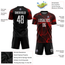 Laden Sie das Bild in den Galerie-Viewer, Custom Black White-Red Sublimation Soccer Uniform Jersey