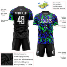 Laden Sie das Bild in den Galerie-Viewer, Custom Black White-Neon Green Sublimation Soccer Uniform Jersey
