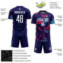 Laden Sie das Bild in den Galerie-Viewer, Custom Navy White-Light Blue Sublimation Soccer Uniform Jersey