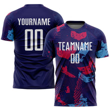 Laden Sie das Bild in den Galerie-Viewer, Custom Navy White-Light Blue Sublimation Soccer Uniform Jersey
