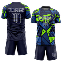 Charger l'image dans la galerie, Custom Navy Navy-Neon Green Sublimation Soccer Uniform Jersey