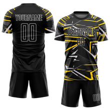 Laden Sie das Bild in den Galerie-Viewer, Custom Black Black-Gold Sublimation Soccer Uniform Jersey