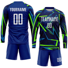 Load image into Gallery viewer, Custom Royal White-Neon Green Sublimation Soccer Uniform Jersey