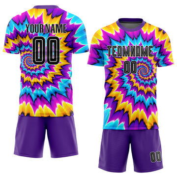 Custom Tie Dye Black-White Sublimation Soccer Uniform Jersey