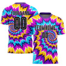 Load image into Gallery viewer, Custom Tie Dye Black-White Sublimation Soccer Uniform Jersey