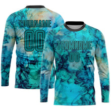 Загрузить изображение в средство просмотра галереи, Custom Tie Dye Teal-Black Sublimation Soccer Uniform Jersey