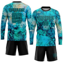 Загрузить изображение в средство просмотра галереи, Custom Tie Dye Teal-Black Sublimation Soccer Uniform Jersey