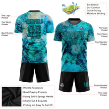 Загрузить изображение в средство просмотра галереи, Custom Tie Dye Teal-Black Sublimation Soccer Uniform Jersey