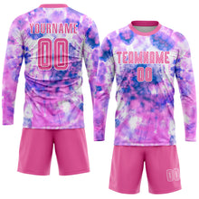 Загрузить изображение в средство просмотра галереи, Custom Tie Dye Pink-White Sublimation Soccer Uniform Jersey