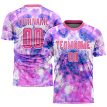 Загрузить изображение в средство просмотра галереи, Custom Tie Dye Pink-White Sublimation Soccer Uniform Jersey