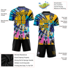Загрузить изображение в средство просмотра галереи, Custom Tie Dye Gold-Black Sublimation Soccer Uniform Jersey