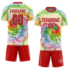 Загрузить изображение в средство просмотра галереи, Custom Tie Dye Red-White Sublimation Soccer Uniform Jersey