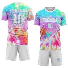 Загрузить изображение в средство просмотра галереи, Custom Tie Dye White-Light Blue Sublimation Soccer Uniform Jersey