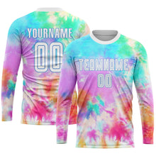 Загрузить изображение в средство просмотра галереи, Custom Tie Dye White-Light Blue Sublimation Soccer Uniform Jersey