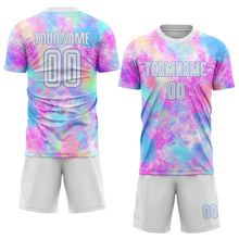 Загрузить изображение в средство просмотра галереи, Custom Tie Dye White-Light Blue Sublimation Soccer Uniform Jersey