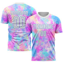 Загрузить изображение в средство просмотра галереи, Custom Tie Dye White-Light Blue Sublimation Soccer Uniform Jersey