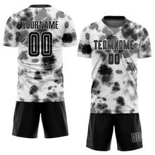 Laden Sie das Bild in den Galerie-Viewer, Custom Tie Dye Black-White Sublimation Soccer Uniform Jersey