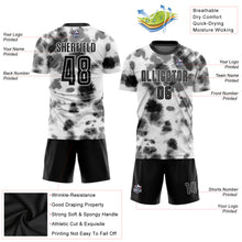 Laden Sie das Bild in den Galerie-Viewer, Custom Tie Dye Black-White Sublimation Soccer Uniform Jersey
