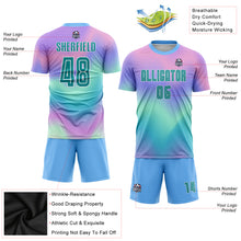 Laden Sie das Bild in den Galerie-Viewer, Custom Tie Dye Teal-White Sublimation Soccer Uniform Jersey