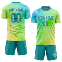 Load image into Gallery viewer, Custom Tie Dye Teal-White Sublimation Soccer Uniform Jersey