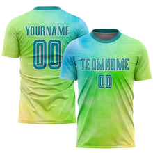 Load image into Gallery viewer, Custom Tie Dye Teal-White Sublimation Soccer Uniform Jersey