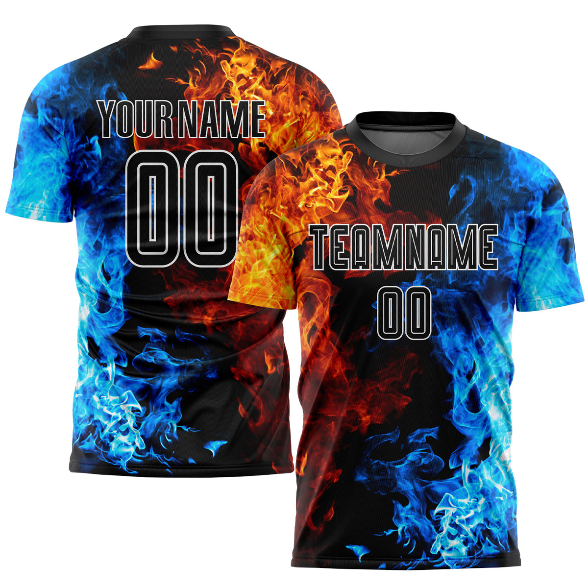 Cheap Custom Figure Black-White Flame Sublimation Soccer Uniform