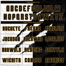 Laden Sie das Bild in den Galerie-Viewer, Custom Graffiti Pattern Black-Old Gold Scratch Sublimation Soccer Uniform Jersey