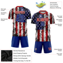 Charger l'image dans la galerie, Custom White Royal-Red American Flag Fashion Sublimation Soccer Uniform Jersey