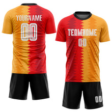 Загрузить изображение в средство просмотра галереи, Custom Gold White-Black Sublimation Soccer Uniform Jersey