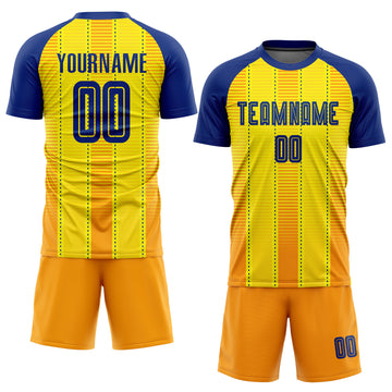 Custom Gold Royal-Orange Sublimation Soccer Uniform Jersey