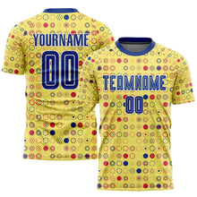 Загрузить изображение в средство просмотра галереи, Custom Gold Royal-White Away Sublimation Soccer Uniform Jersey