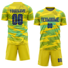 Загрузить изображение в средство просмотра галереи, Custom Gold Royal-Light Blue Away Sublimation Soccer Uniform Jersey