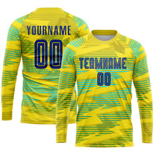 Загрузить изображение в средство просмотра галереи, Custom Gold Royal-Light Blue Away Sublimation Soccer Uniform Jersey
